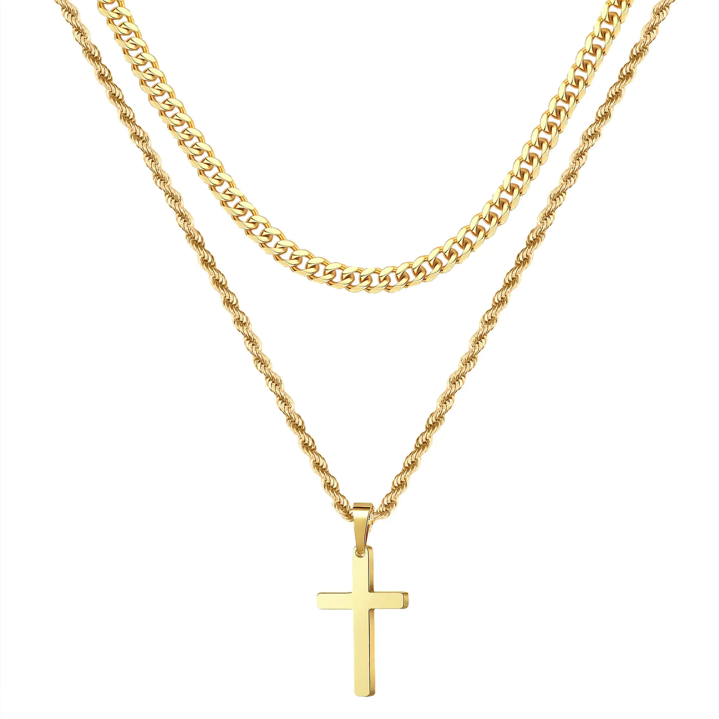 Yooblue Cross Halsband för män, Guld Svart Silver Herr Cross Halsband Rostfritt stål Cross Pendant Halsband Enkla smycken presenter Cross Chain Halsband för män 18in/20in