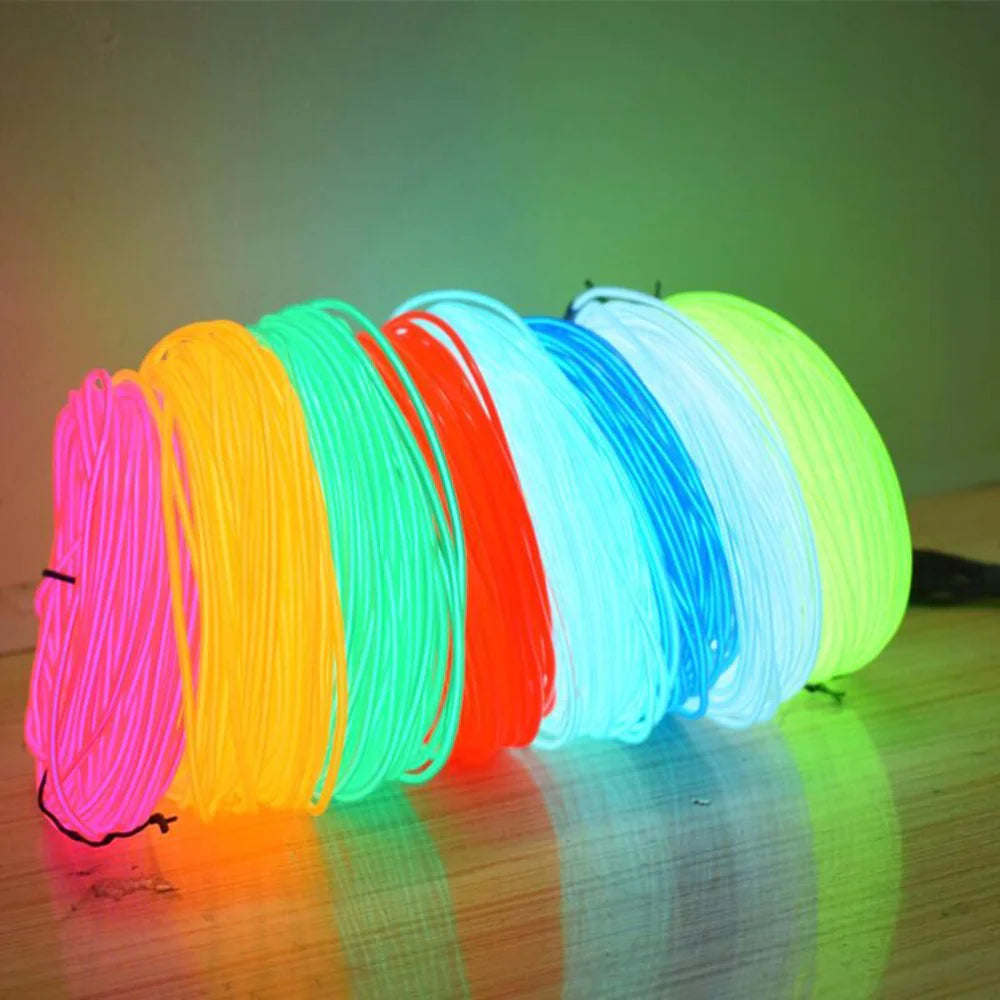 Neon LED Light Glow EL Wire String Strip Rep Rör Dekor Bilfest + Controller