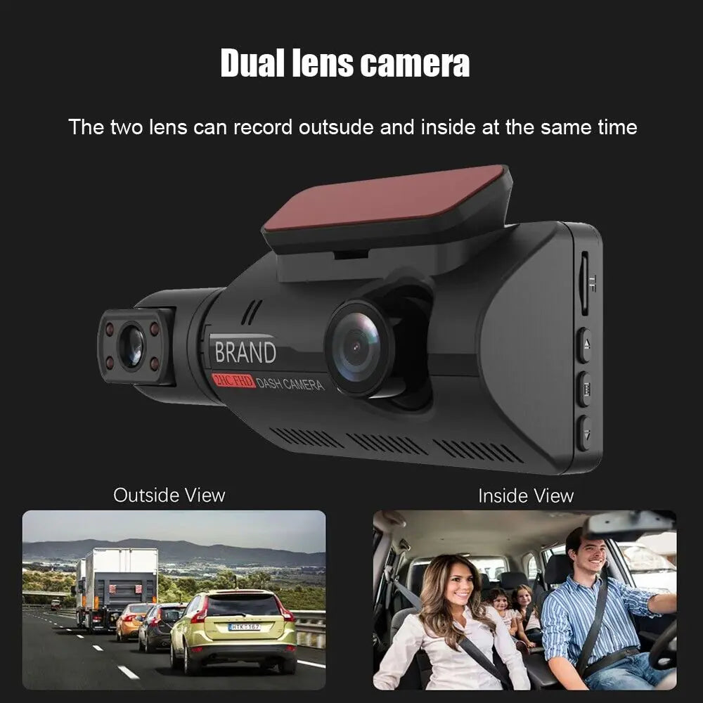 1080P Dual Lens Bil DVR Dash Cam Video Recorder G-Sensor Front och Inside Kamera