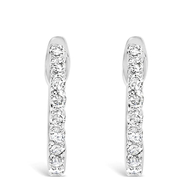 .925 Sterling Silver 1/6 Cttw Diamond Petite Hoop Earrings (I-J Color, I2-I3 Clarity)