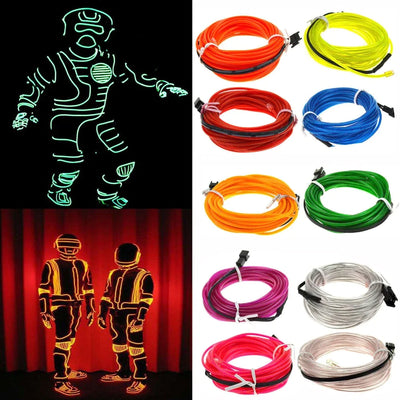 Neon LED Light Glow EL Wire String Strip Rep Rör Dekor Bilfest + Controller