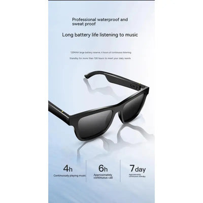 Smart Glasses Black Technology Headset Bluetooth Solglasögon