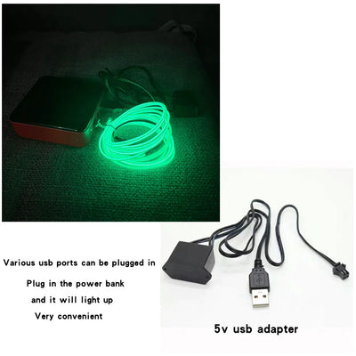 Neon LED Light Glow EL Wire String Strip Rep Rör Dekor Bilfest + Controller