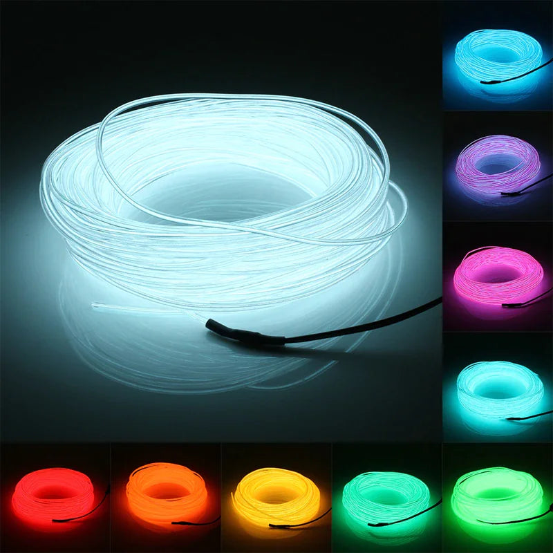 Neon LED Light Glow EL Wire String Strip Rep Rör Dekor Bilfest + Controller