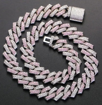 Cuban Necklace Pink Zircon