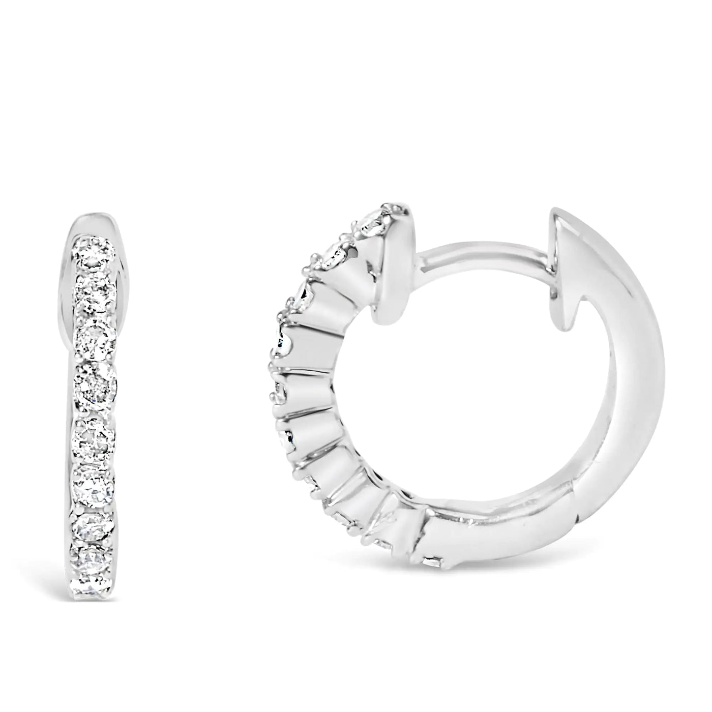 .925 Sterling Silver 1/6 Cttw Diamond Petite Hoop Earrings (I-J Color, I2-I3 Clarity)